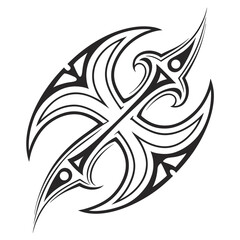 Abstract Tribal Tattoo Design Black Ink Swirl Pattern