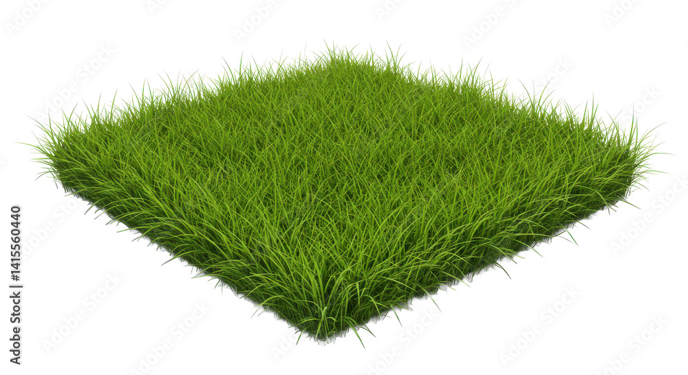 Poster a square patch of vibrant green grass isolated on a black background with a transparent edge effect