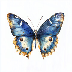 beautiful blue butterfly isolated on white