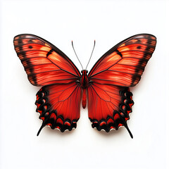 beautiful re butterfly isolated on white