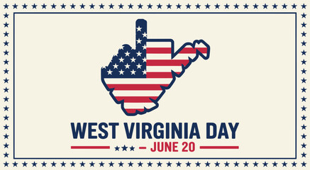 West Virginia Day Celebration With American Flag Map Patriotic Illustration
