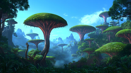 Pixel Art Fantasy Forest With Glowing Trees