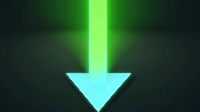Glowing Neon Green Arrow Animation Moving Down then Up Background