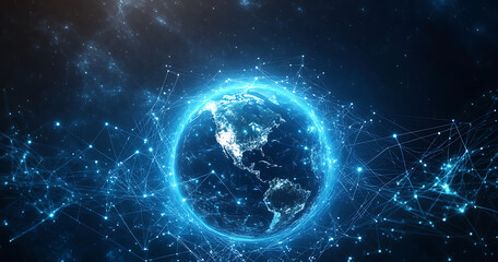 Global Network Connection Futuristic Earth Technology
