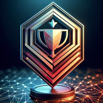 Angular Gradient Token A sleek award token marked by crisp angul
