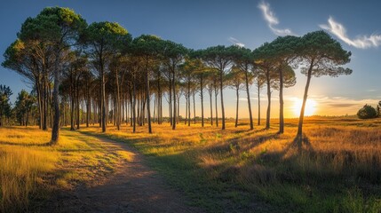 Fototapeta premium Golden Hour Forest Path