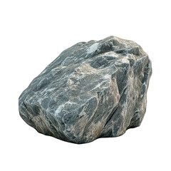 Obraz premium Single gray rock on a white isolated background, showcasing its natural texture and shape.