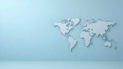 World Map Graphic Design On Light Blue Background