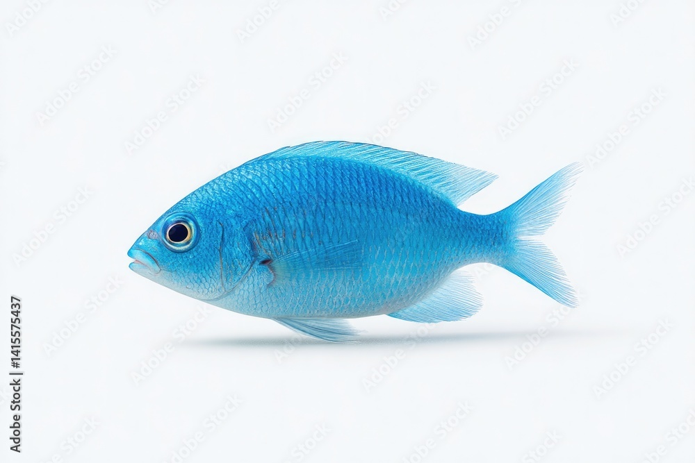 Poster minimalistic image of single fish isolated on white background against clean space