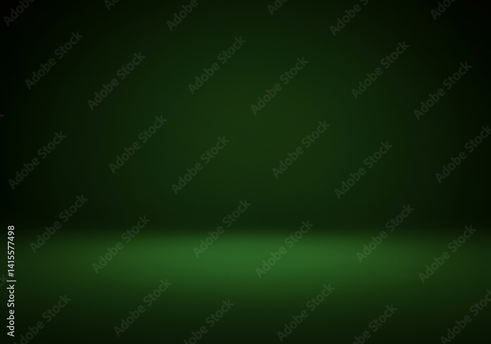 Poster dark green studio background illuminated room with empty space, abstract backdrop for presentations,
