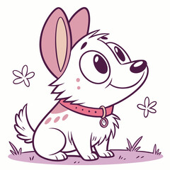 Cute Cartoon Dog Vector Illustration