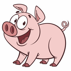 Happy Pig Cartoon Character Vector
