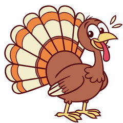 Flat Style Cartoon Turkey Clipart