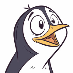 Funny Penguin Face Cartoon Vector
