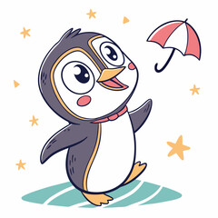 Playful Cartoon Penguin for Kids Vector