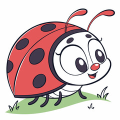 Fototapeta premium Kawaii Style Ladybug Cartoon Vector