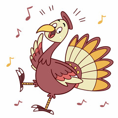 Dancing Cartoon Turkey Vector Image