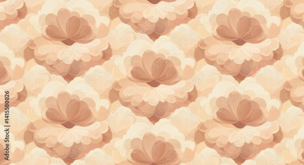 Poster artistic floral pattern featuring beige and brown colors in abstract design
