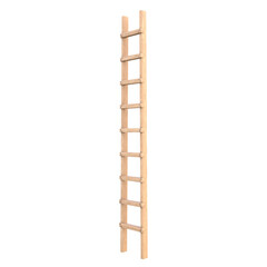 Wooden Ladder, 3d illustration isolated on white background