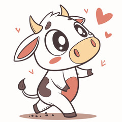 Chibi Style Cartoon Cow Vector Design