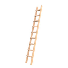 Wooden Ladder, 3d illustration isolated on white background