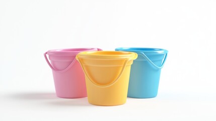 sand bucket toys 3d rendering isolated on white background. Cartoon plastic style icon 