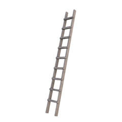 Old Wooden Ladder, 3d illustration isolated on white background