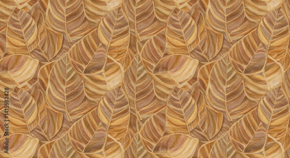Aufkleber autumnal leaves pattern design seamlessly repeating in brown tones