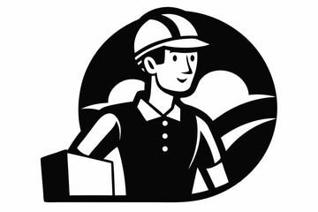 Delivery man silhouette black vector