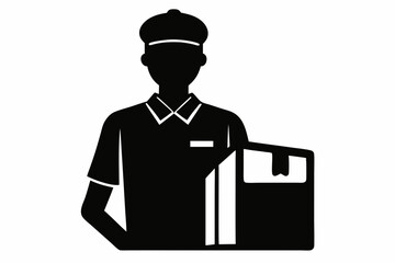 Delivery man silhouette black vector