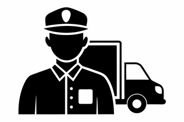 Delivery man silhouette black vector