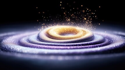 Abstract swirling,  golden vortex within a colorful,  cosmic spiral