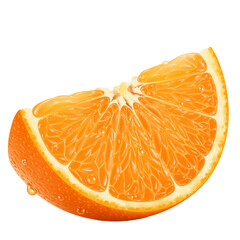 Refreshing orange slice glistening with water drops on a sleek black background