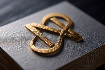 Gold Emblem on Textured Paper Close-up for Luxury Branding Design