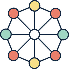 Abstract Colorful Network Connection Concept With Geometric Shape Of Circles And Lines