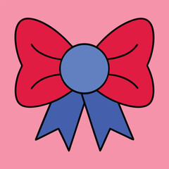 Coquette Ribbon Bow 4th of July Vector Art – Patriotic Icon Illustration Design