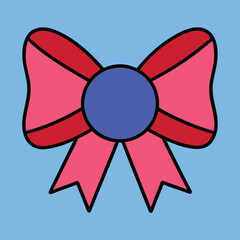 Coquette Ribbon Bow 4th of July Vector Art – Patriotic Icon Illustration Design