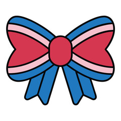Coquette Ribbon Bow 4th of July Vector Art – Patriotic Icon Illustration Design