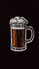Chalk Drawing of Beer Mug on Blackboard