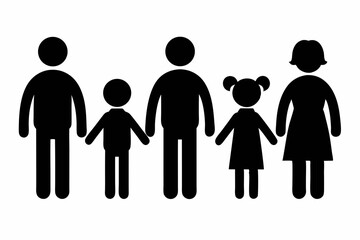 family icon set silhouette black vector bundle