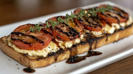 Grilled tomato and cheese bruschetta