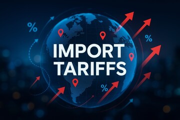 Obraz premium Global Import Tariffs and Their Economic Impact Illustrated with Growth Indicators and Visual Data Representation