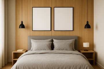 Cozy Modern Bedroom with Minimalist Design Features, Neutral Tones, and Simple Decor for a Relaxing Atmosphere