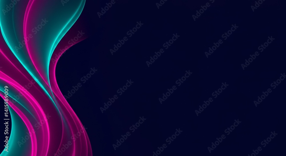 Poster fluid curves in vibrant pink and teal against a dark background create a modern, dynamic visual repr