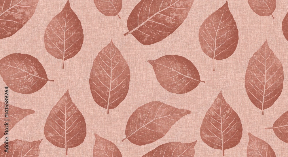 Poster seamless pattern of elegant brown leaves background design concept