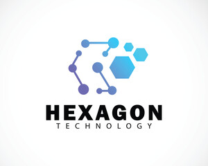 hexagon logo creative digital science connection molecule