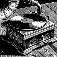 Vintage Gramophone Illustration