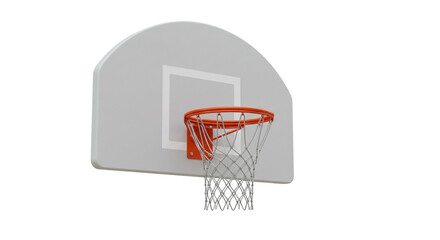 Naklejka premium The anticipation of a perfect shot hangs in the air, a basketball hoop poised against a clean, gray backboard.