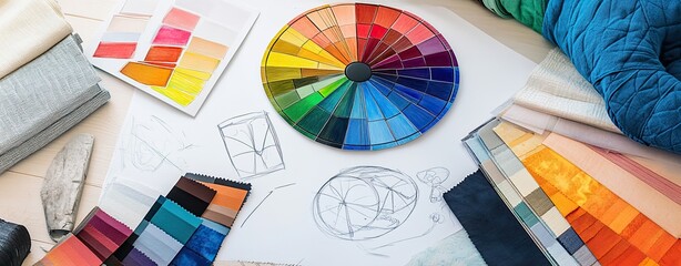 Colors of Creativity: A vibrant array of colors and designs, showcasing a creative process with a palette of swatches and design concepts, igniting imagination and visual appeal.