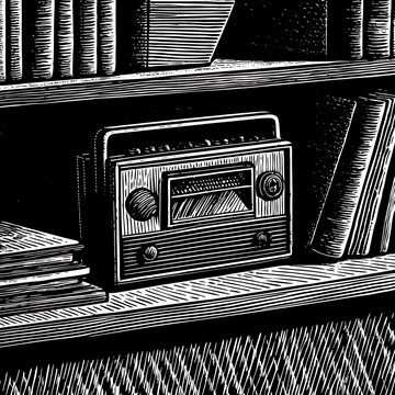 Vintage Radio on Shelf